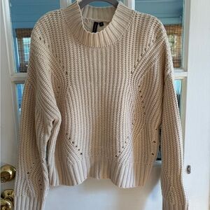 moon & madison Cream Ribbed Crewneck Sweater
